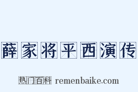 薛家将平西演传是什么意思的图片